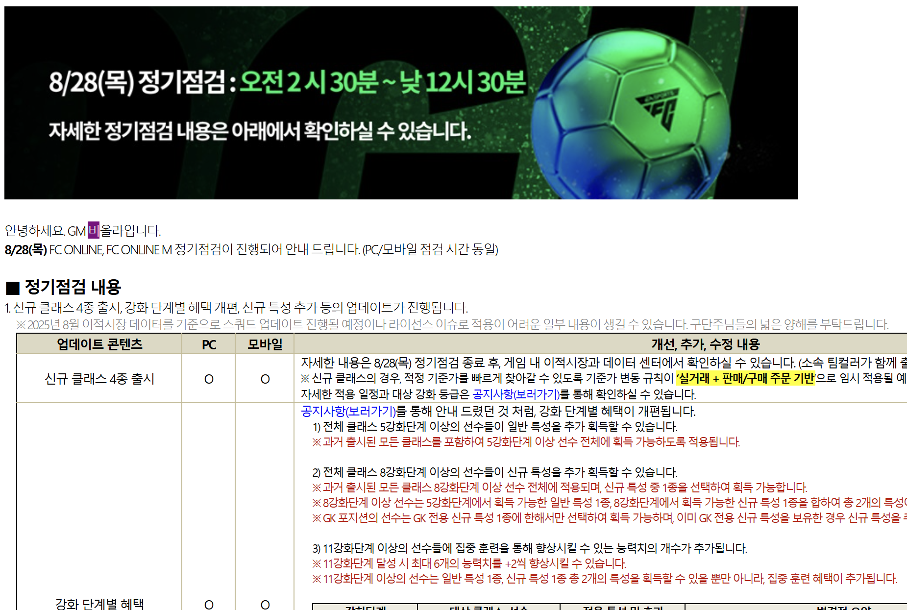 FC Online Cập Nhật : FCO Hàn Quốc ra mắt 4 mùa thẻ mới, cập nhật TTCN, thêm chỉ số ẩn vàng