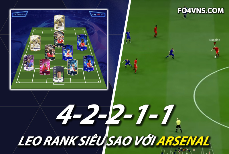 Chiến thuật FC Online : Sơ đồ 42211 với team color Arsenal rank siêu sao