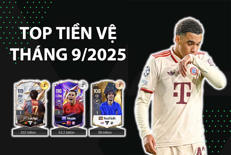 Những cầu thủ dùng nhiều nhất FC Online Hàn tháng 9/2025 vị trí tiền vệ