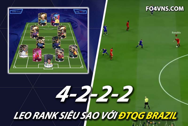Chiến thuật FC Online : Sơ đồ 4222 với team color Brazil top rank Hàn