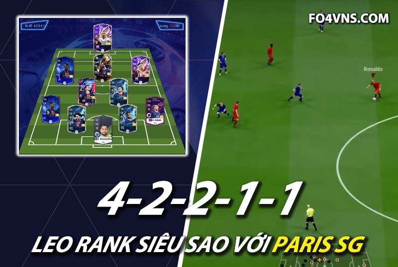 Chiến thuật FC Online : Kết hợp bộ 3 Mbappe, Messi, Dembele sơ đồ 42211 PSG