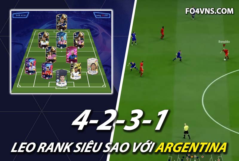 Chiến thuật FC Online : Sơ đồ 4231 team color Argentina với Lionel Messi
