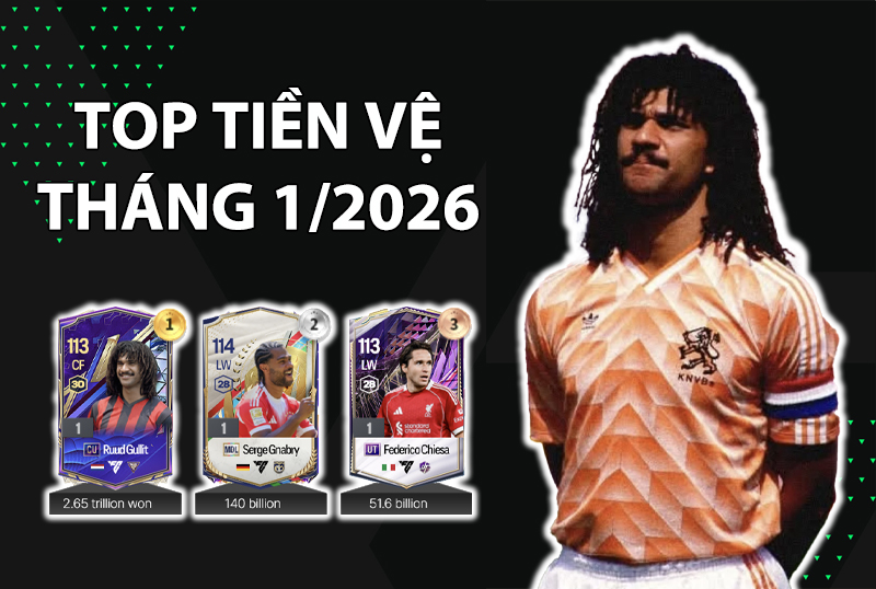 Những cầu thủ được dùng nhiều nhất FC Online tháng 1/2026 vị trí tiền vệ