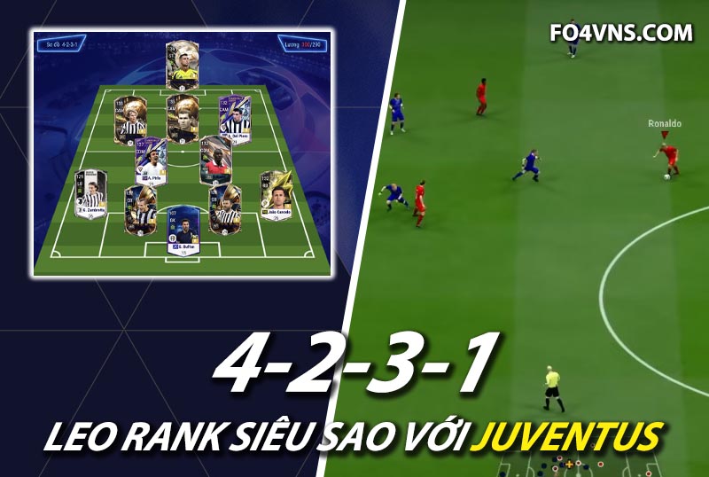Chiến thuật FC Online : Sơ đồ 4231 với team color Juventus rank siêu sao