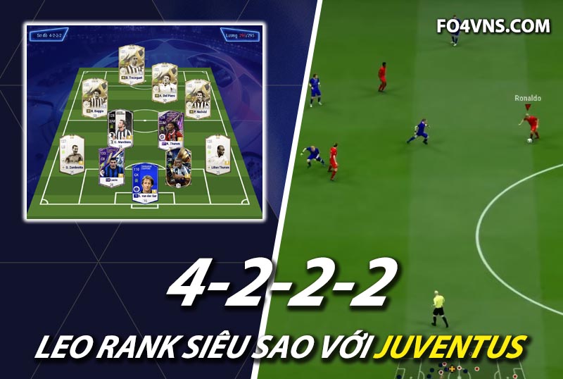 Chiến thuật FC Online : Sơ đồ 4222 với team color Juventus rank siêu sao