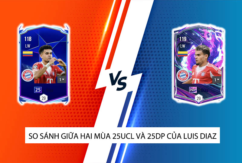 So sánh hai mùa giải 25UCL và 25DP của Luis Diaz trong FC Online