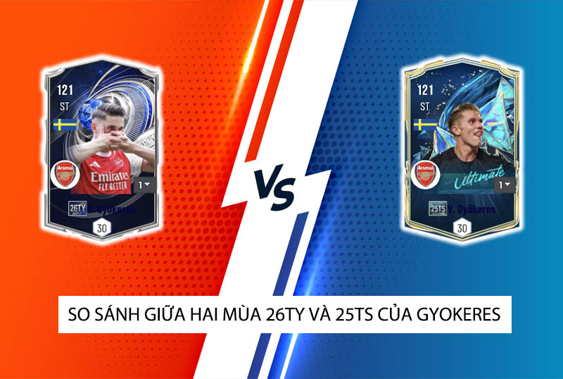 So sánh hai mùa giải 26TY và 25TS của V. Gyokeres trong FC Online