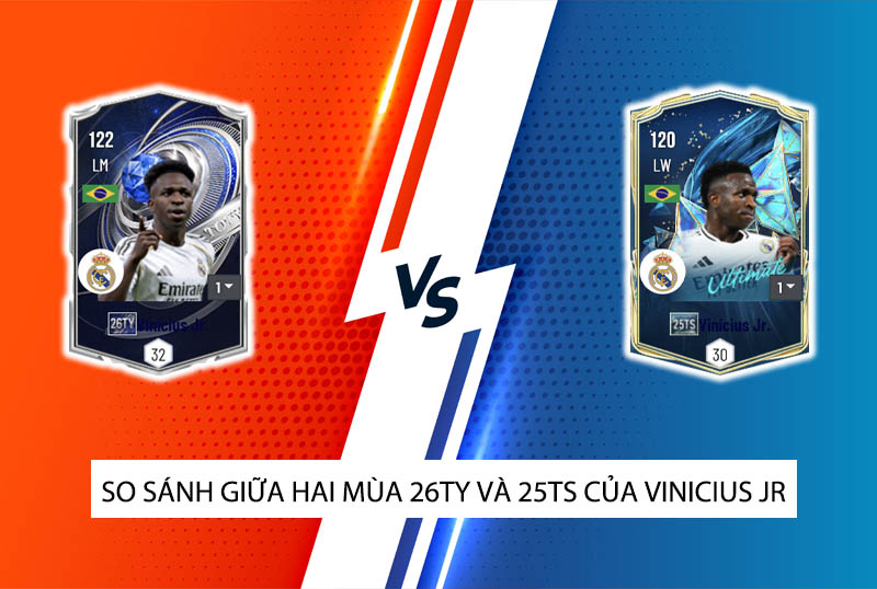 So sánh hai mùa giải 26TY và 25TS của Vinicius JR trong FC Online