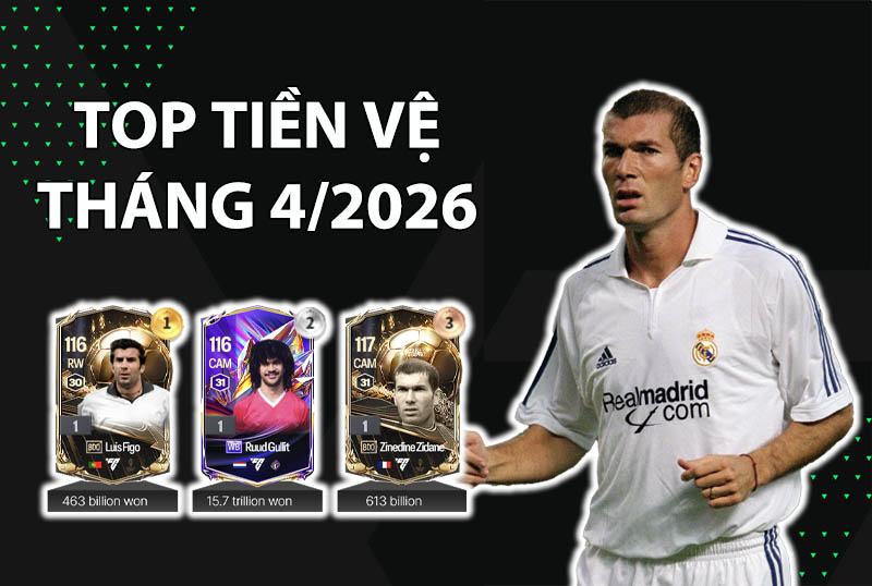 Những cầu thủ được dùng nhiều nhất FC Online tháng 4/2026 vị trí tiền vệ