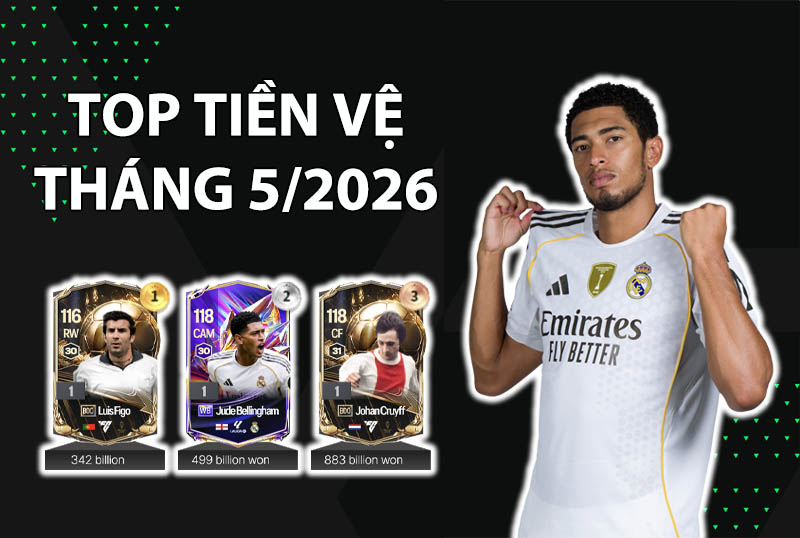 Những cầu thủ được dùng nhiều nhất FC Online tháng 5/2026 vị trí tiền vệ